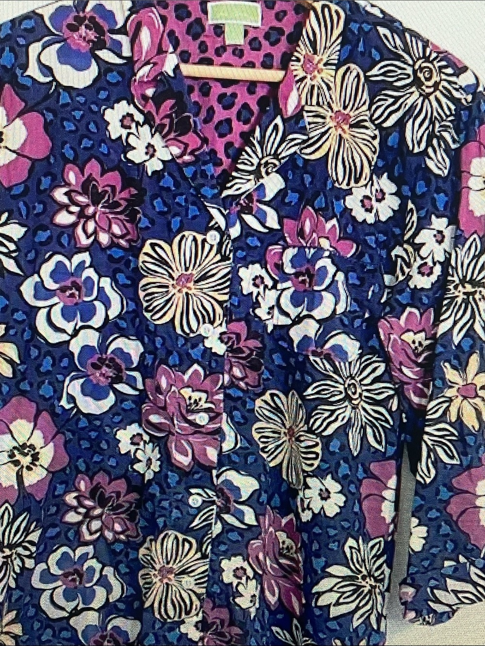 Vera Bradley Blue, Pink and White Floral Button Down Shirt